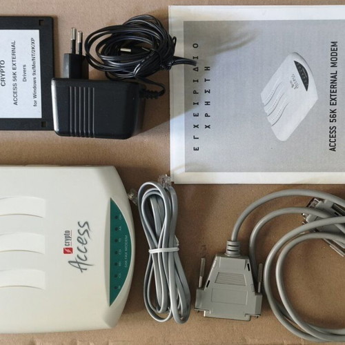Crypto v.92 Access 56k dial-up modem and Crypto F201 ADSL USB modem used