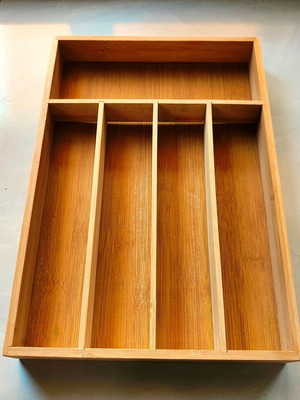 Ξύλινη θήκη μαχαιροπίρουνων bamboo 5 θέσεων σαν καινούργια 33x23cm