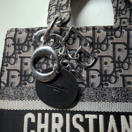 Τσάντα χειρός Christian Dior μεταχειρισμένη, μαύρο και γκρι
