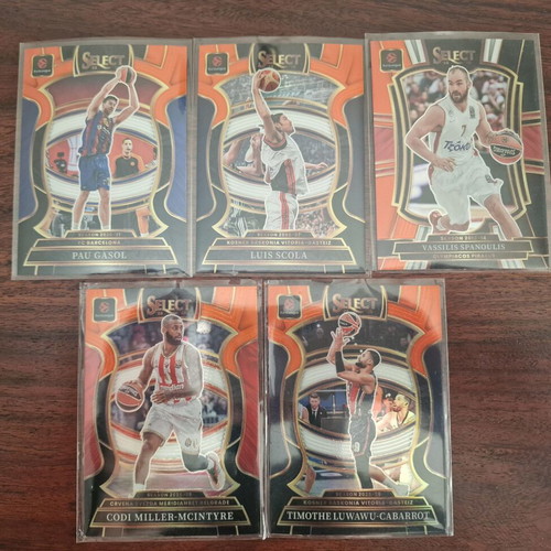 Panini Euroleague Select pack of 5 orange white black prizm cards