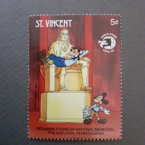 St. Vincent Walt Disney set of 6 stamps, US monuments 1989
