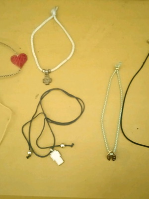 Amulets used, pack of 6 with martaki, cross, eye, heart, ladybug, rings