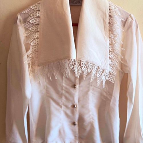 ZIC ZAC women's lace cotton shirt one size like new, white