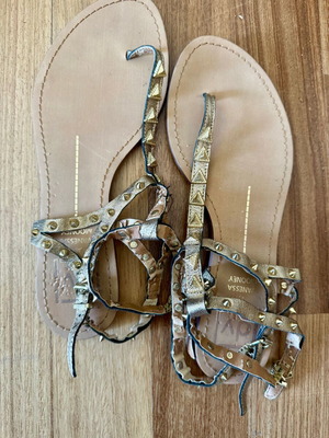Gold sandals with studs used, size 37