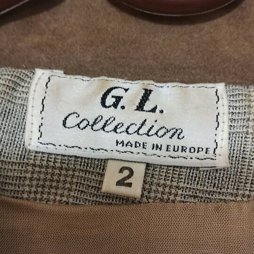 Vintage jacket with leather details in grey beige, size XL, like new