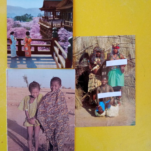 Postcards used, pack of 3 from Africa and Japan