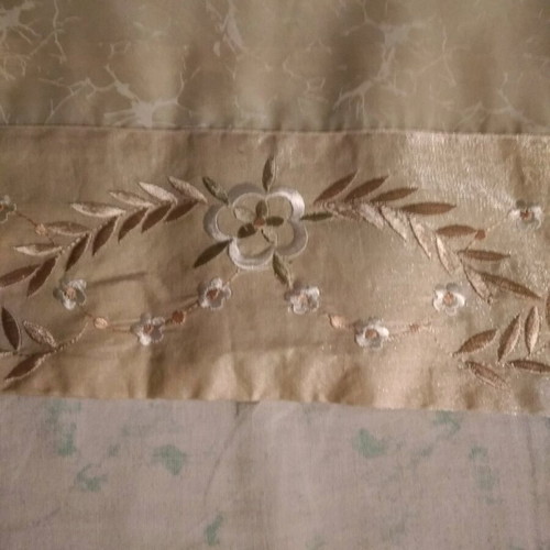 Organza runner new with machine embroidery in pale colors 170×47cm