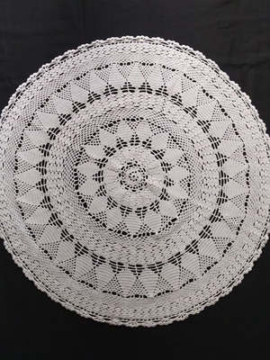 Round crochet doily used, white 55cm