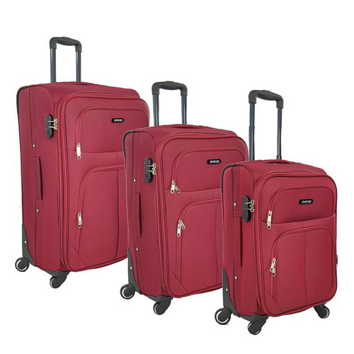 Ormi fabric suitcase set of 3 with 4 wheels new, burgundy