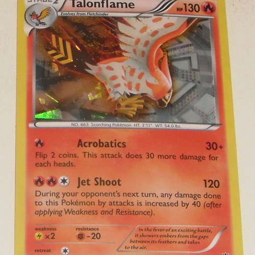 Pokemon Cracked Ice Holo Talonflame 10/119 card used, Phantom Forces set