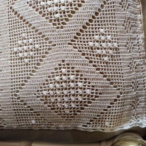 Handmade knitted bridal blankets used, set of 2 with free pillow cover