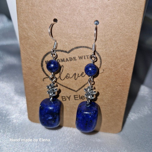 Hypoallergenic handmade earrings with natural lapis lazuli stone new