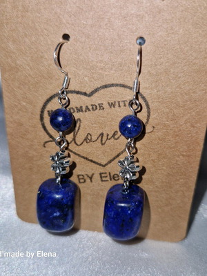 Hypoallergenic handmade earrings with natural lapis lazuli stone new