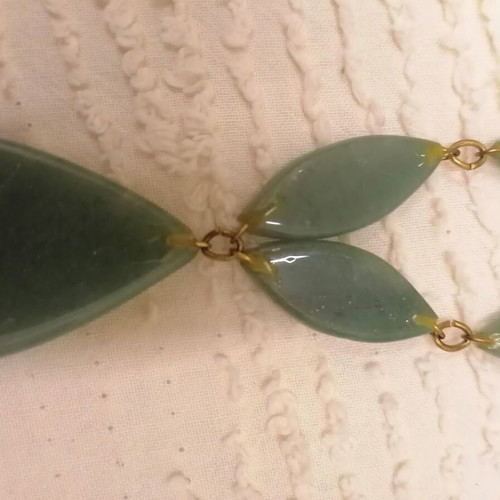 Vintage Artisan Green Aventurine Jade Statement Necklace like new