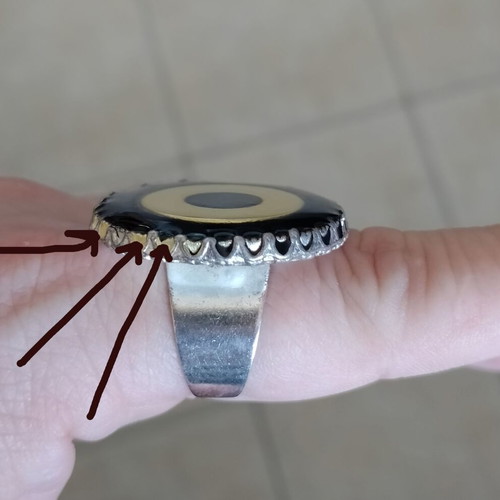 Statement ring circular, two-tone, adjustable, used
