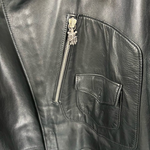 Gianni Versace Vintage Mens Black Leather Overcoat Jacket Size IT56 like new