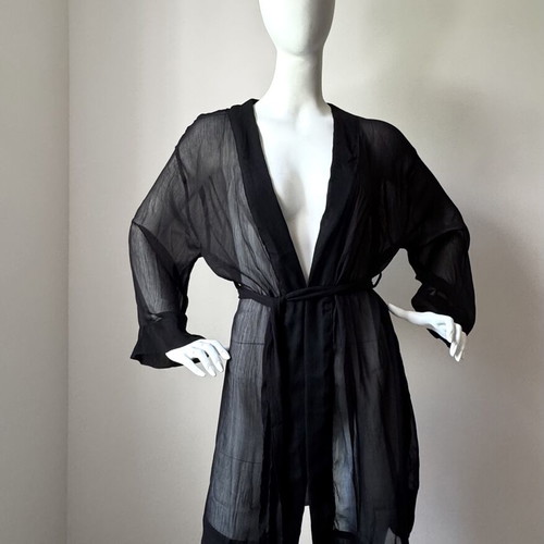 SugarFree transparent black kimono with belt size M