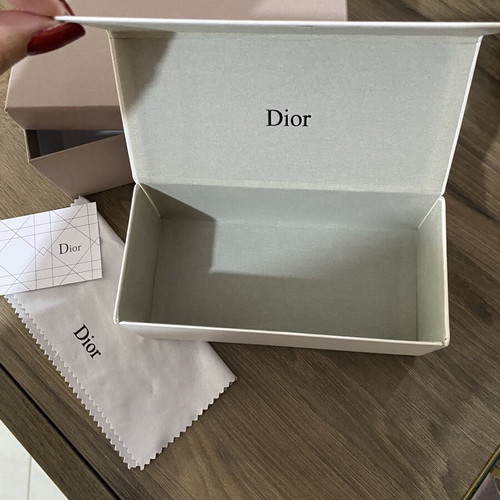 Dior glasses case set with box, cloth and card, white