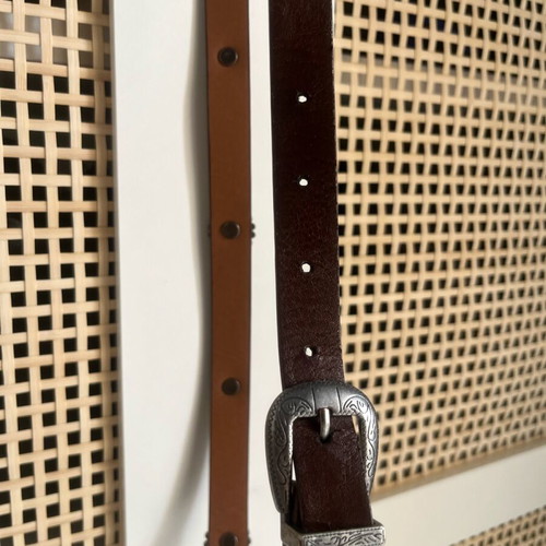 Zara thin brown belt with silver details like new 90cm