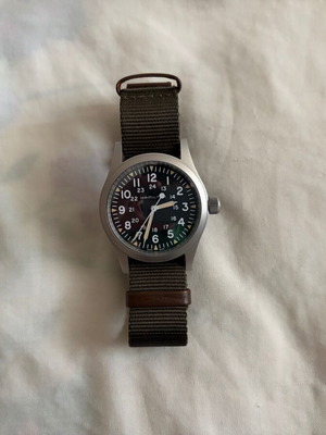Hamilton Khaki Field Mechanical 38mm καινούργιο ανδρικό ρολόι μαύρο και γκρι