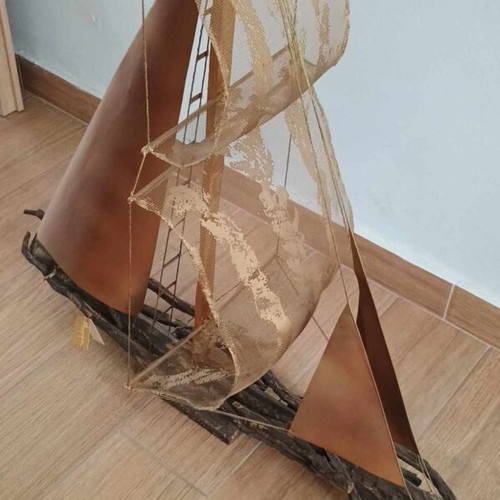 Handmade decorative sailboat from driftwood Morfes Tesis 70-75cm like new