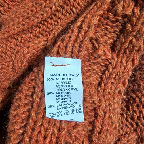 Knitted bolero orange like new with thick cable knit and large collar