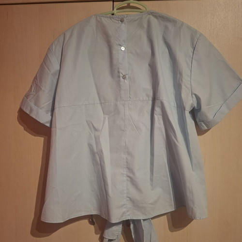 Zara blouse with front tie and decorative details, like new, turquoise, size M