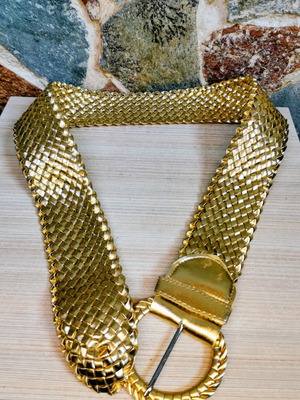 Handmade gold woven women's belt, 110cm
