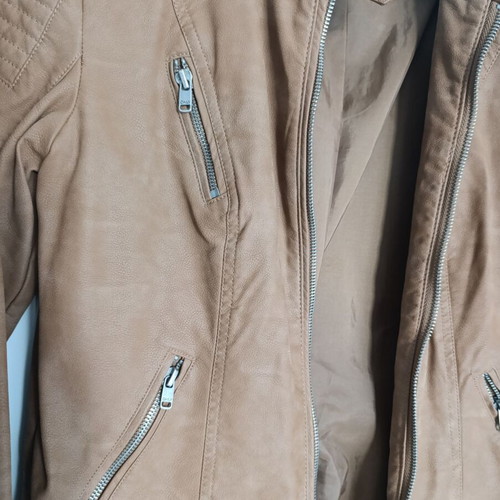 Only biker jacket like new, brown faux leather, size M