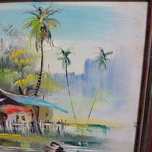 Small painting like new with tropical landscape