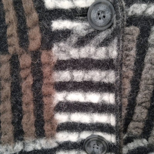 Coat used, warm with hood, black multicolor, sizes M and L