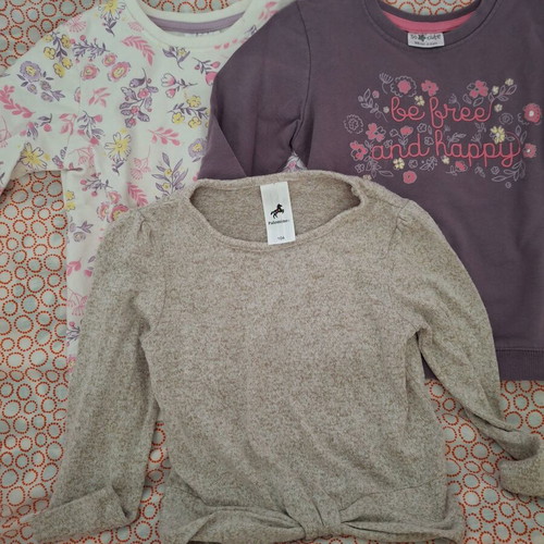 Girls' blouses used, pack of 3, spring-autumn, size 98-104 cm