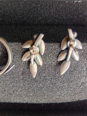 Silver ring and earrings set used