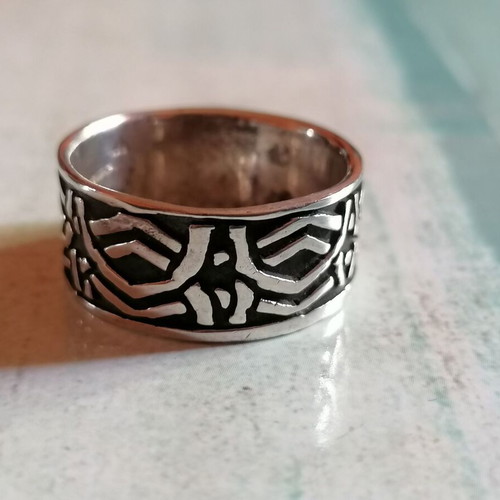 Silver 925 ring band with geometric designs new no 58 (US 8 1/4)