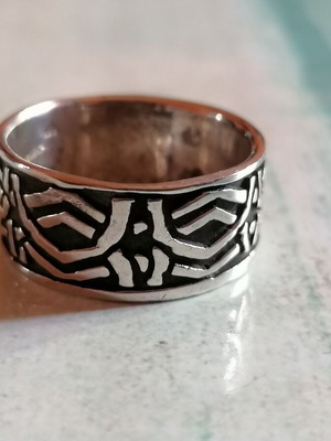 Silver 925 ring band with geometric designs new no 58 (US 8 1/4)