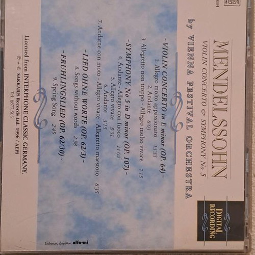 Mendelssohn CD like new, classical music