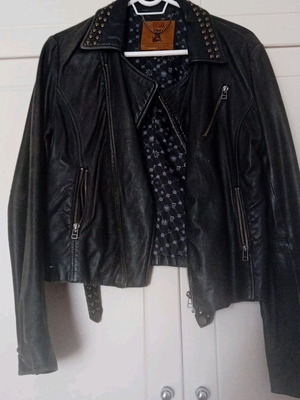 BSB Leather Jacket used, black, genuine leather, rock style
