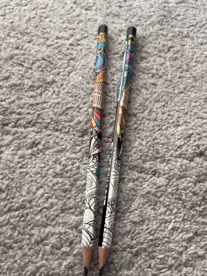 2B pencils new, colorful designs, set of 2