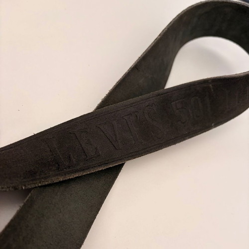 Levi's 501 vintage leather belt used, black with silver buckle