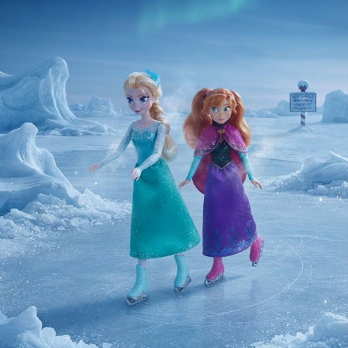 Disney Frozen Elsa and Anna ice skating dolls set Mattel