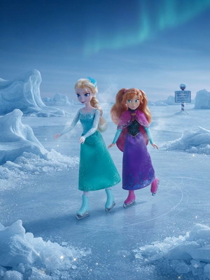 Disney Frozen Elsa and Anna ice skating dolls set Mattel