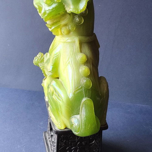 Foo Dogs pair vintage used faux jade guardian lions