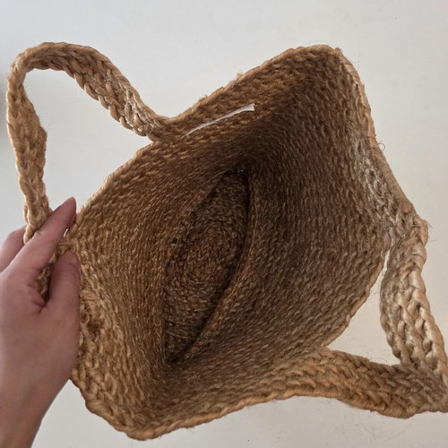 IKEA TOLKNING jute hanging basket bag, braided straw beach tote