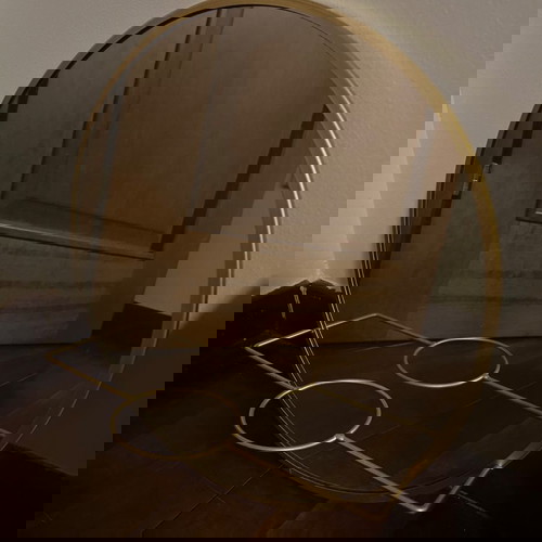 Επιτοίχιοι καθρέφτες μεταχειρισμένοι, σετ 2, χρυσοί με θέση για γλαστράκι