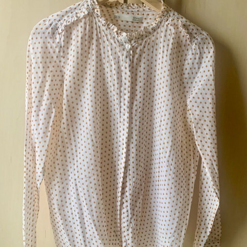 Sfera shirt used, white with polka dots and mother-of-pearl buttons, size M