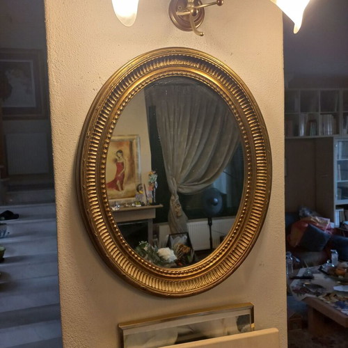 Oval woodcarved mirror classic baroque style like new