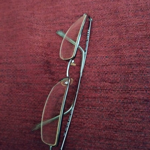 Prada vintage eyeglass frames used, gray metal rectangular shape