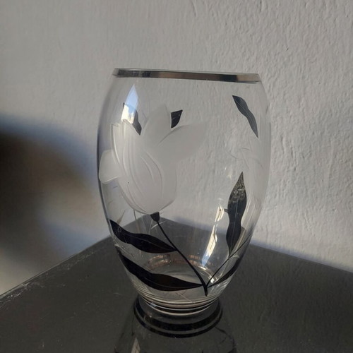 Vintage vase with silver details used