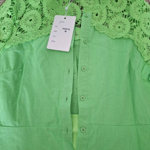 Linen dress light green new, size M