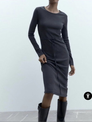 Zara Long-Sleeve Dress Anthracite Grey Size M Like New